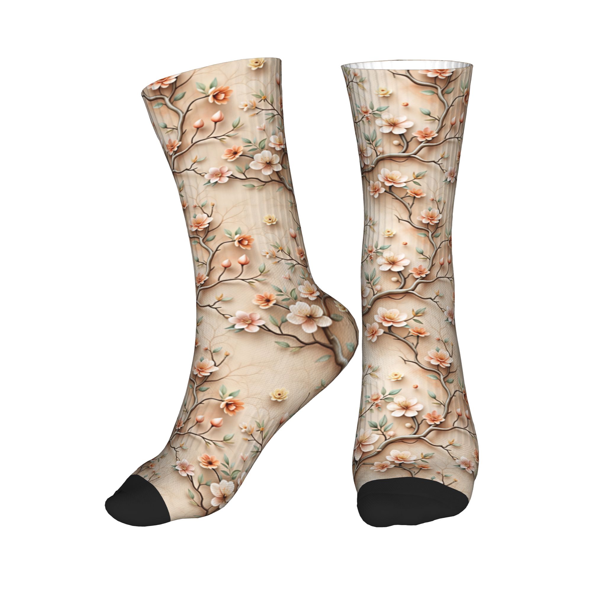 3D Clay Embossed Peach Magnoli - Dress Sock Men 评论和价格