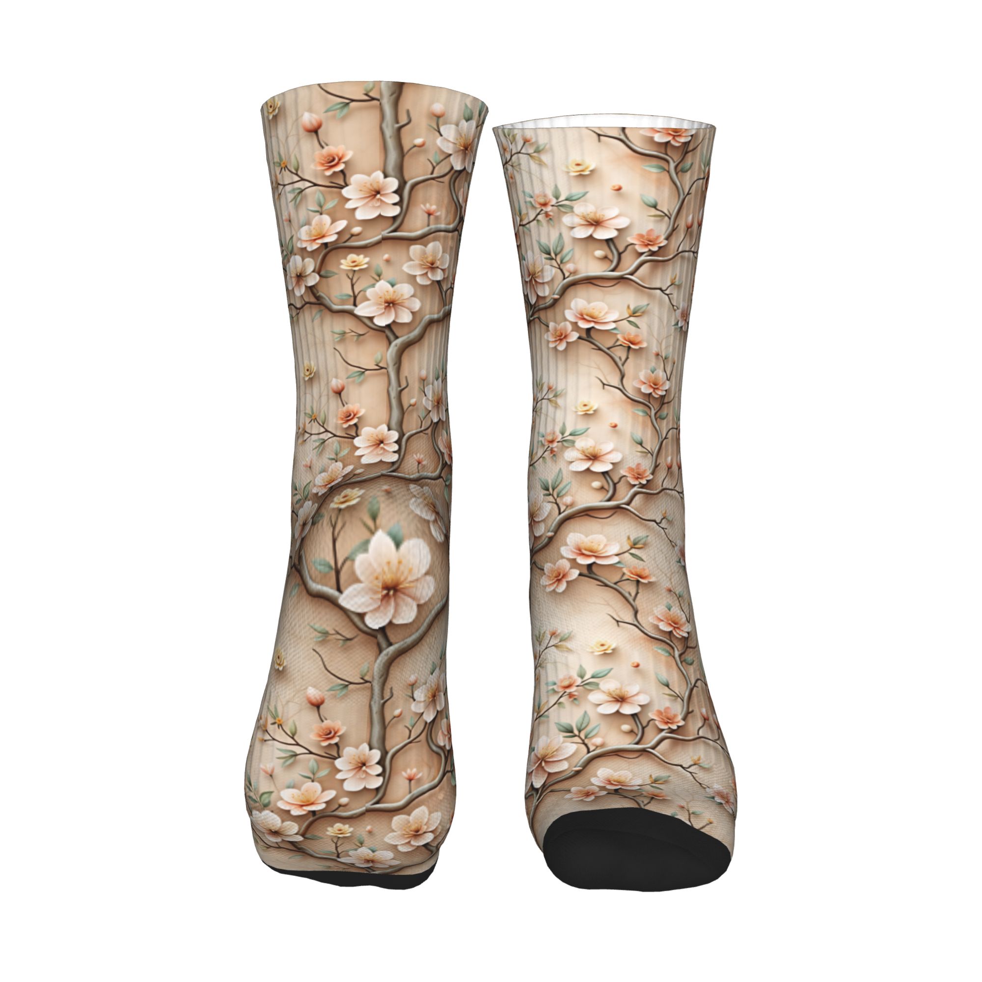 3D Clay Embossed Peach Magnoli - Dress Sock Men 评论和价格
