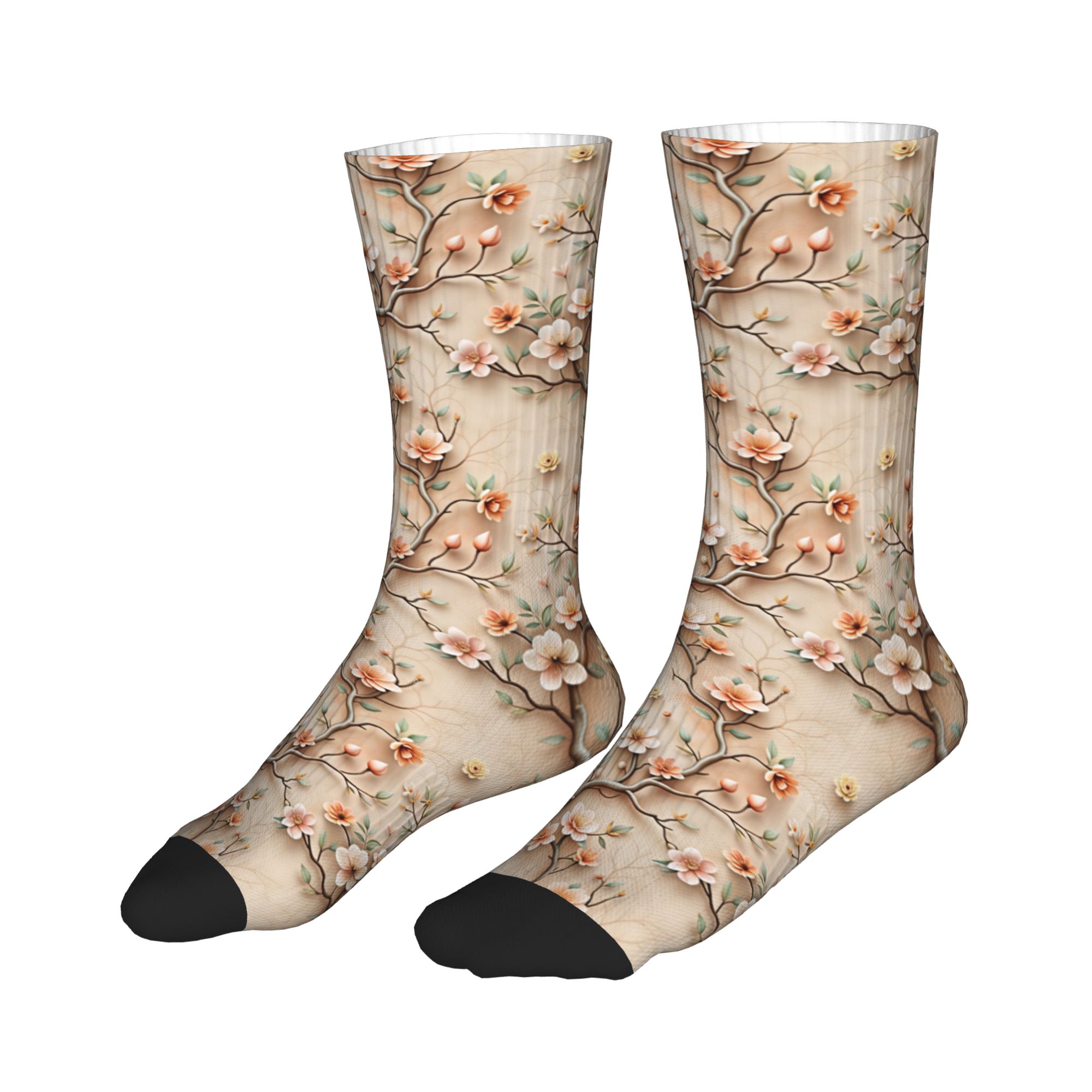 3D Clay Embossed Peach Magnoli - Dress Sock Men 评论和价格